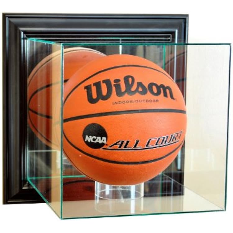 Wall Mounted Basketball Display Case | Made of UV Protected Glass | Real Wood Moulding | Arrives Ready to Hang Black