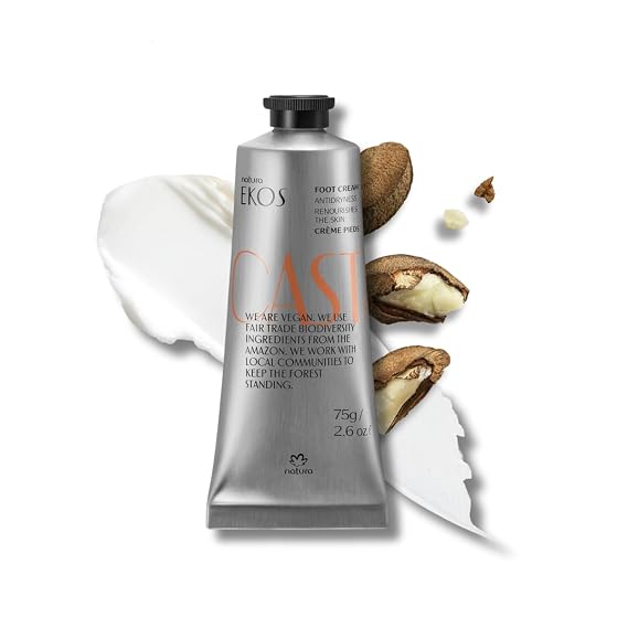 natura - Brazil Nut Nourishing Foot Cream - Nourish & Soothe Dry Skin - Fast Absorbing - With Castanha Oil to Deeply Moisturize - Vegan & Cruelty-Free - 2.6 oz (75g)