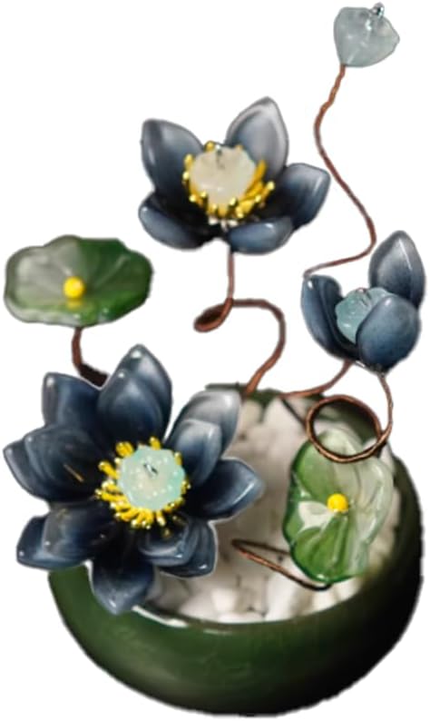 Small Glass Glaze Flower with Ceramic Pot,Beautiful Planter Gifts for Women Girls,Collectible Ornaments for Home Decor Table