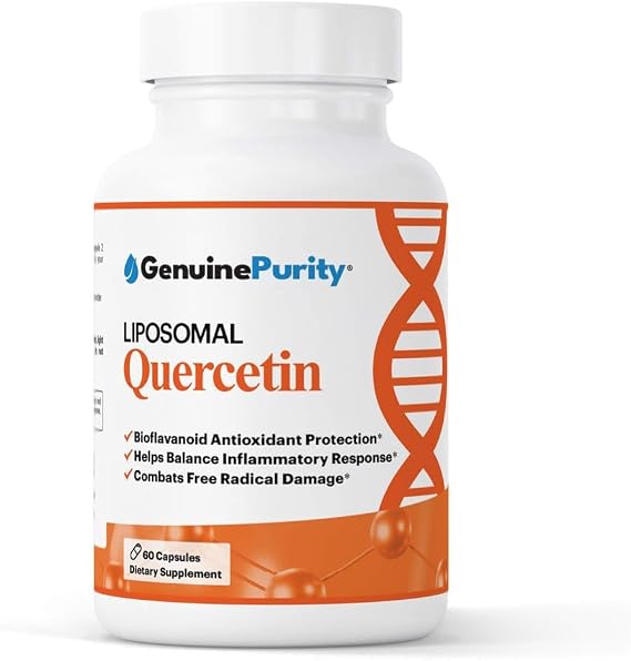 Liposomal Quercetin Supplements 250mg per Serving - Support Antioxidant Defense, Cellular Health & Immune System Perfect for Healthy Aging and Vitality - 60 Capsules