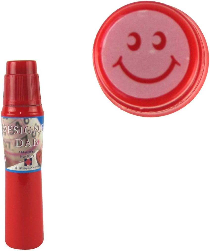 Treasure Gurus Fast Drying Bright Pink Ink Smile Face Self Inking Marker Bingo Dauber Game Accessory