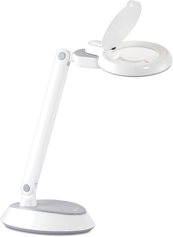 OttLite LED Space-Saving Magnifier Desk Lamp with Optical-Grade Magnification (White)
