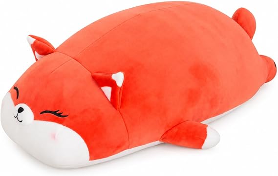 FFxiong 22" Large Red Fox Stuffed Animal Plush Pillow, Cute Soft Fox Plush Toy, Kawaii Body Pillow for Hugging, Sleeping & Cuddling, Gift for Kids Girls Boys Birthday Christmas