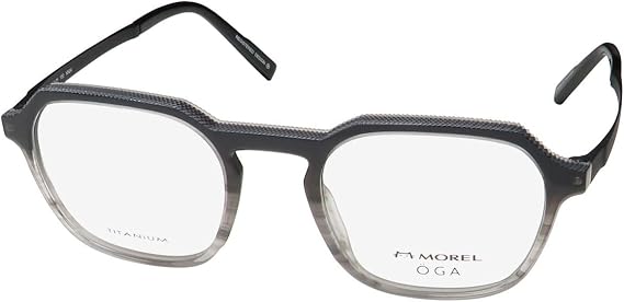 MOREL Oga 10159o Titanium Metal Hardware & Acetate Plastic Frame No Allergy Durable Lightweight Eyeglasses/Eyewear [50-21-150, black]