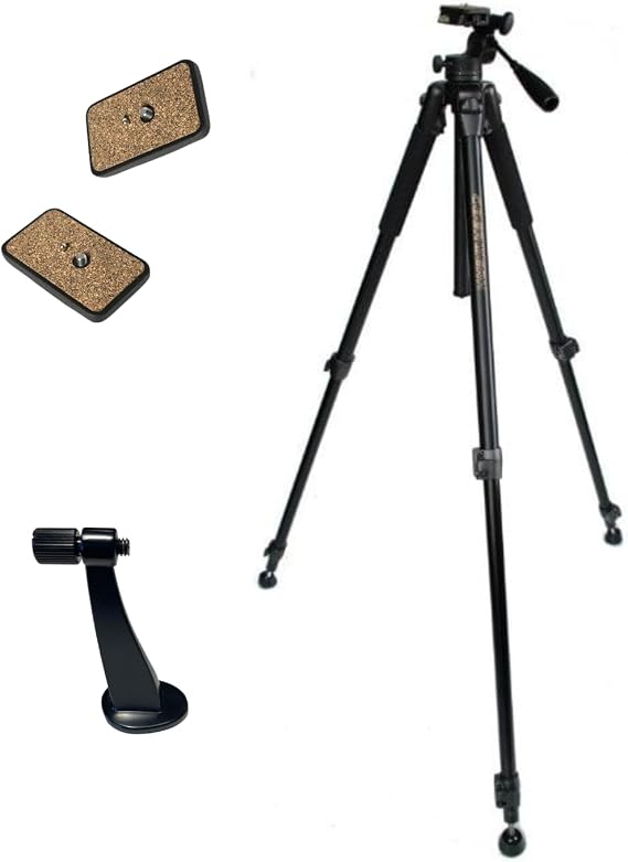 Oberwerk 3000 Tall Tripod & Sport L-Adapter with 2 Quick-Release Plates - Portable Binocular & Camera Tripod Stand Bundle | Extra Long Extension Up to 78"