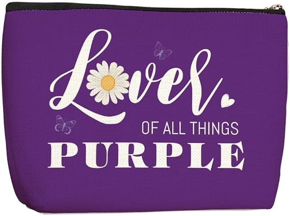 Wenboco Purple Gifts for Women Purple Stuff Makeup Bag Butterfly Gifts Daisy Decor Birthday Christmas Gifts for Her Women Female Mom Sister Friends Purples Lover Cosmetic Bag