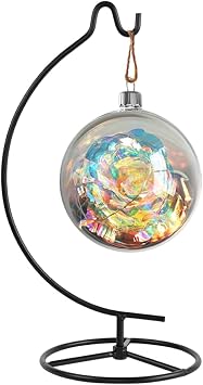 11 Inch Black Ornament Display Stand, Metal Ornament Hanger Stand, Sturdy Hook for Hanging Glass Ball(6inch), Christmas Ornament, Air Plant Terrarium, Witch Ball, Home Wedding Decoration (Metal Black)