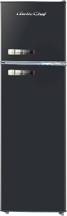 ARCTIC CHEF ACFR1055-BLACK, Retro 2 Door Apartment Size Refrigerator with Freezer, 10, Black, cu ft