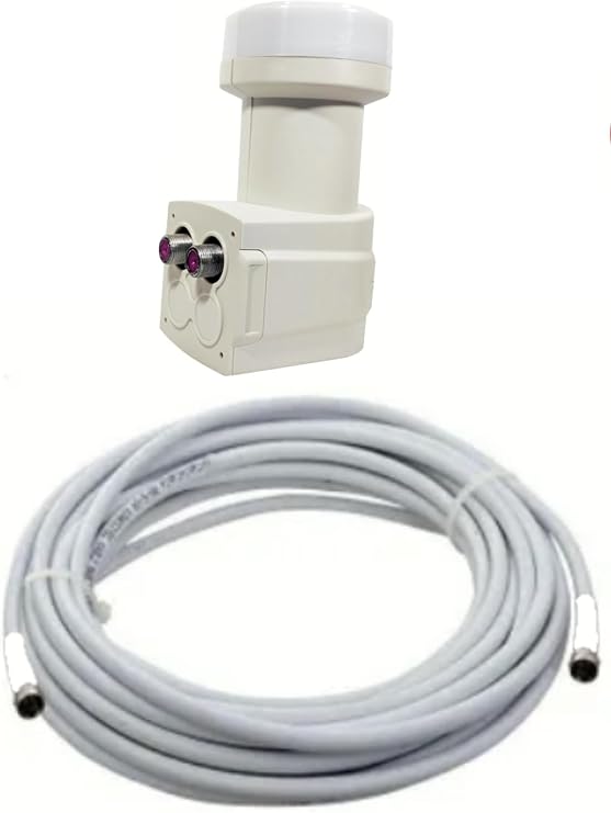 Full Ultra HD 3D 4K Uyumlu Yağmur Korumalı İkili Twin 2 li Çanak Uydu Lnb +50 Metre F Konnektör Takılı Hazır Uydu Kablosu