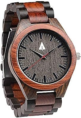 Treehut Wooden Watches for Men, Japanese Quartz Movement, Stylish Exotic Wrist Watch with Adjustable Stainless Steel Buckle, Wooden Straps, Watch Made from Ebony and Zebrawood, Relojes Para Hombre (Black Rosewood 2)