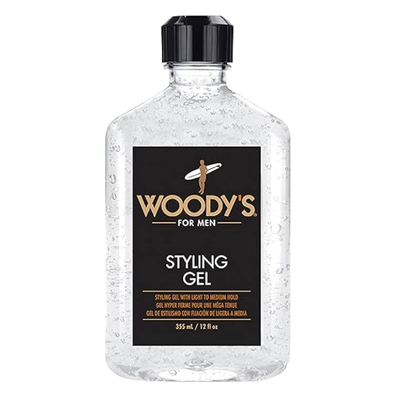 Woody's Styling Gel for Men Alcohol-Free Men's Hair Gel with Light to Medium Hold, No Crunch, Touchable Finish, 12 fl oz