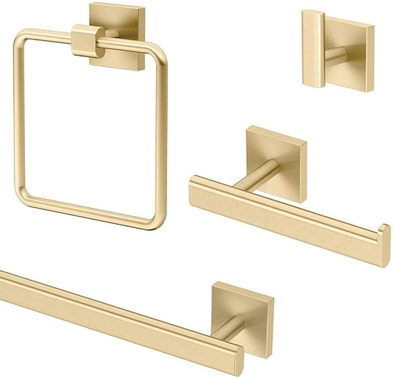 Gatco KA-ELE-4-BB Elevate 4-Piece Bathroom Accessory Kit, Brushed Brass
