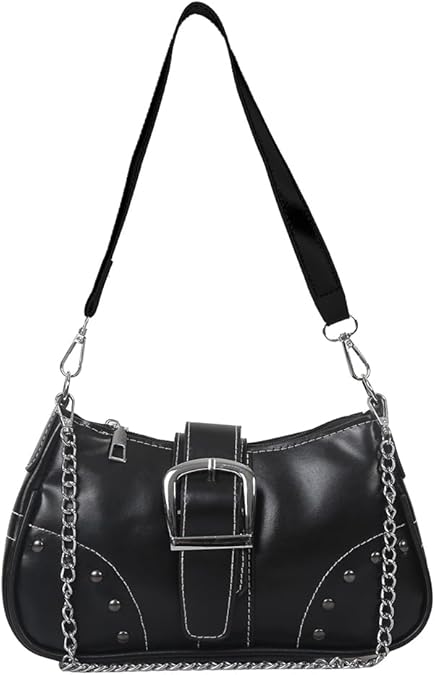 TIAASTAP Women's Small Shoulder Bag Leather Hobo Bag Shoulder Bag Vintage Y2k Shoulder Bag with Zip for Women Clutch Purse Cool Things for Teenage Girls