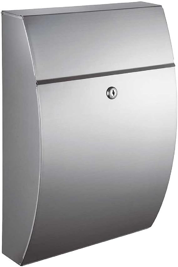 WF-0906A Glacial Elliptical Stainless Steel Locking Wall Mount Mailbox, Silver