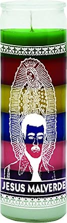 INDIO 7 Day 7 Color Glass Candle Jesus Malverde