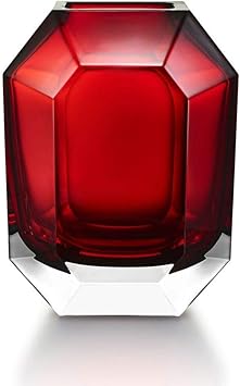 Baccarat Crystal Octagon Vase - Red
