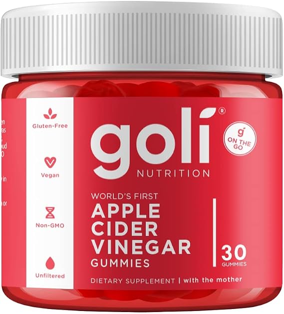 Goli Apple Cider Vinegar Gummy Vitamins - 30 Count - Vitamins B9 & B12, Gelatin-Free, Gluten-Free, Vegan & Non-GMO