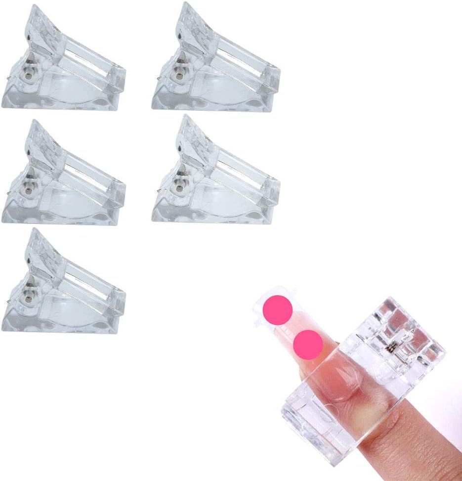 510Pcs Nail Tips Clip Transparent Polygel Quick Building Nail Tips Clips DIY Finger Nail Extension Builder Clamps Plastic Nail Pinching Clips Gel Nail Quick Assistant Manicure Tool 5pcs