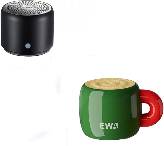 EWA A106Pro Mini Bluetooth Speaker, Travel Case, Bass Radiator Enhanced Bass Powerfull Sound with A163 Cup-Shaped Mini Portable Bluetooth Speaker, IP67 Waterproof, Loud & Clear Sound, Ideal Gift