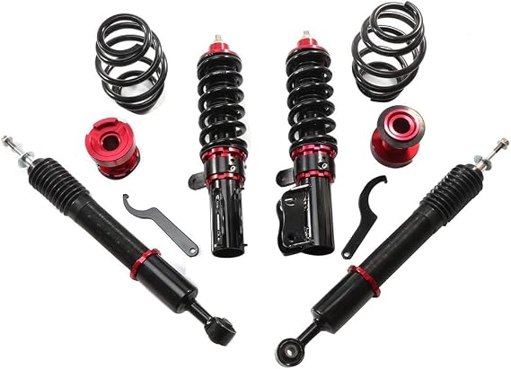 Coilovers Suspension Kit Fit for Honda for Fit 2007-2008 | Coilovers Struts Fit for 2007-2008 for Honda for Fit Height Adjustable Lowering Kit Red