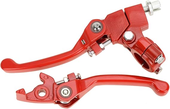 HIAORS Red Brake Folding Clutch Lever with Perch for 7/8" Handlebar 110cc 125cc SSR125 SSR70 TTR125 Xmotos Apollo Thumpstar 125 CRF50 XR klx 140 Chinese Pit Dirt Bike Motorcycle