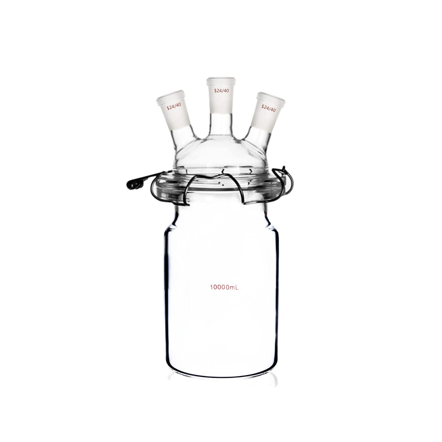 24/40 Three-Mouth Cylindrical Flat Bottom Flask Reactor Bottle Lab Glass Reactor Flask Reaction Distiller10000ml