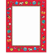 PaperDirect Back To School Border Papers, Red Outer Border, Colorful Youth Drawings Design, 8.5 x 11, Acid-Free, Ideal for Invitations, Letters, Projects, Scrapbooks, Posters, Cards, 25 Sheets