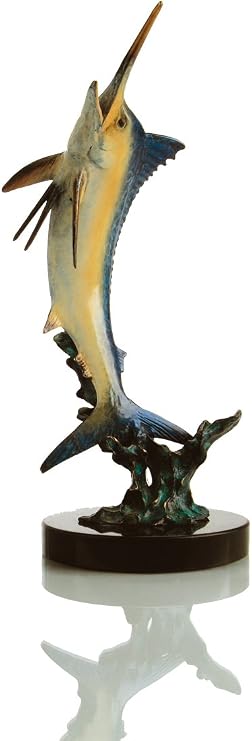 SPI Brass Excited Blue Marlin Statue