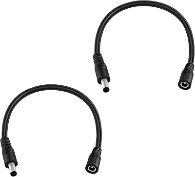 5.5mm x 2.1mm 1FT DC Power Extension Cable Male to Female 12V24V 14AWG DC Connection Cable for CCTV Surveillance Camera Amplifiers LED Strip Lights Solar Panels Energy Storage Power Supply 2 pcs
