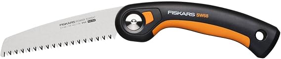 Fiskars 1067552 Plus Serramanico Testere, Kalın Dallar ve Kütükler için, 3 Kesme Pozisyonu, Güçlü Diş Keskin Bıçak, Kaba Dişler, Bıçak Uzunluğu: 15 cm, Siyah/Turuncu, SW68, 1067552