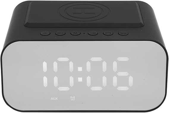 Yunseity Bluetooth Speaker with Alarm Clock, Charger 15W Fast Charging, FM Radio, Sleep Timer, 3 Levels Brightness Adjustable, Built in Microphone, Dimmable Night Light for