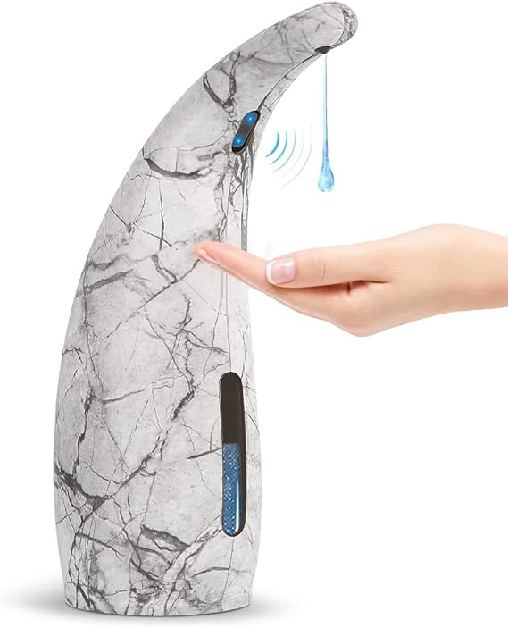 Automatic Soap Dispenser, 10.25 Oz Touchless Soap Dispenser, Auto Dish Soap Dispenser with IP65 Waterproof, Auto Sensor Liquid Soap Dispenser for Kitchen Bathroom Hotel Restaurant (Marble Ink)