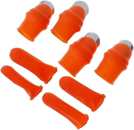 Mayata 8Pcs/4Sets Two Size Silicone Thumb Fruit and Vegetable Picking Potted Plants Trim Silicone Thumb Knife Set Picking Portable Knife Garden Tools
