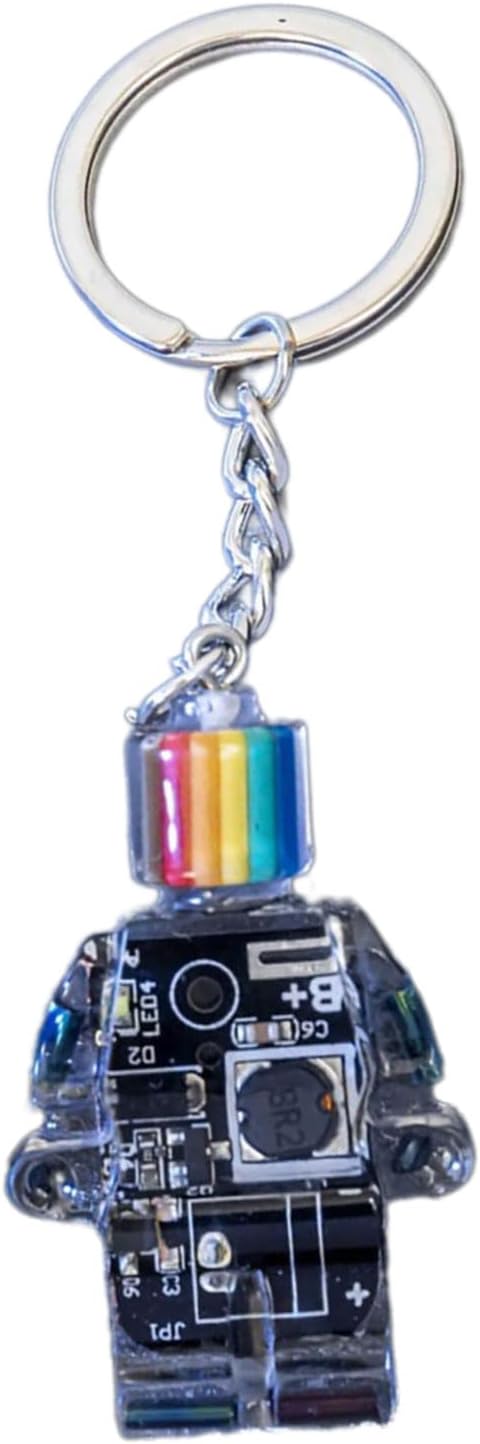 Electronic Robot Shaped Keychain Rainbow Color Key Chain Multi-Functional Phone Chain Women Girls Bag Purse Accessory