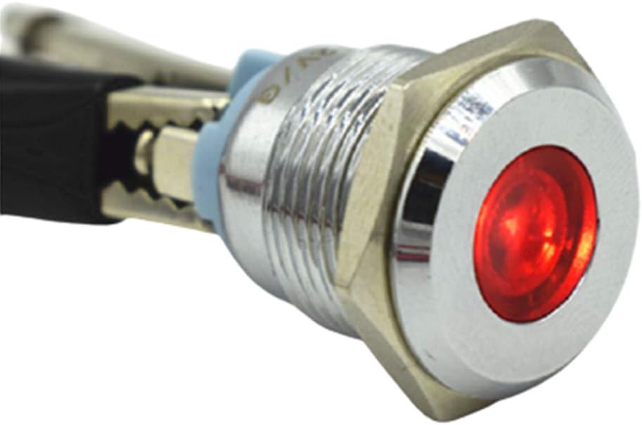 Metal Indicator Light, AC 6V Waterproof Panel Mount Signal Lamp 22mm, Car Boat Dash Signal Pilot Indicators Concave Head 1pcs Red