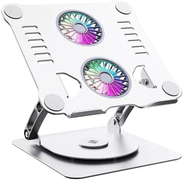 Daytona ST-801D Çift Fanlı Alüminyum Katlanabilir 360 Derece Dönebilir Laptop Dizüstü Macbook Standı (Silver)