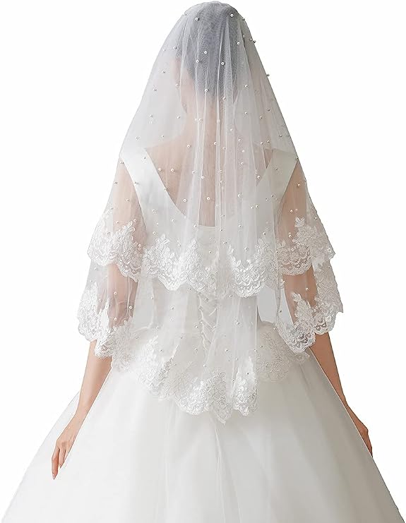 EllieHouse 2 Tier Fingertip Length Wedding Bridal Veil With Comb X30