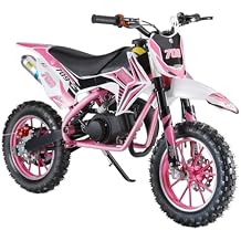 YOXIER 50cc Kids Dirt Bike, 2-Stroke Gas Mini Bike, Dirt Bike for Kids 8-14,Gas Power Pocket Rocket Bike,Gas Motorcycle with Front Rear Disc Brakes, Off Road Mini Motorcycle Max Speed 40 KM/H Pink