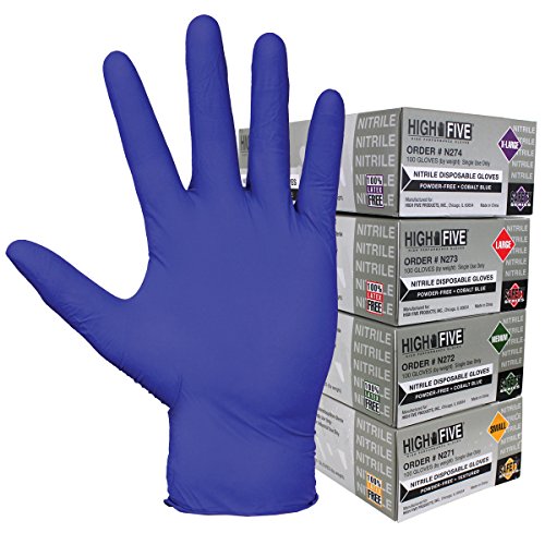 Disposable Gloves, Nitrile, M, Blue, PK100