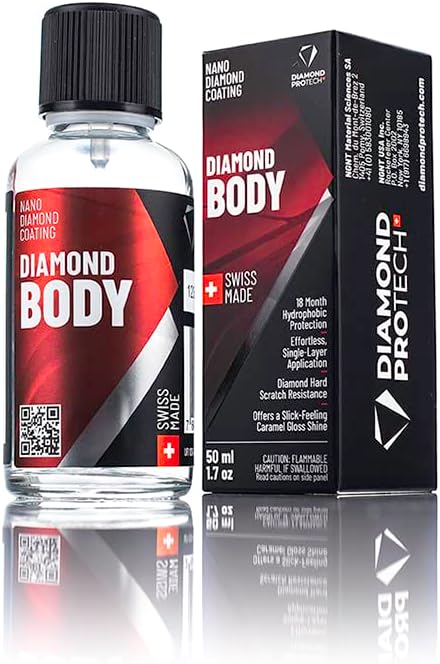 DIAMOND PRO TECH Diamond Body Super-Hydrophobic 18-Month Nanodiamond Protective Coating; Diamond Hard Scratch Resistance; Slick-Feeling Caramel Gloss Shine; Effortless Application (50 milliliters)