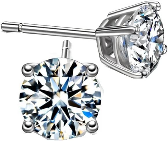 StarGems 0.5ct Moissanite 925 Silver Platinum Plated Four-Prong Classical Stud B4635