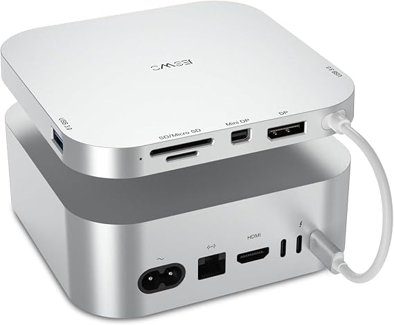 JESWO 6-in-1 USB-C Dock for Mac mini M4 4K@60Hz Mini DP, USB C Hub Multiport Adapter with USB C to 4K@60Hz DP, 2 USB 3.0 Ports, TF/SD Card Slot, Docking Station for Mac mini M4/M4 Pro