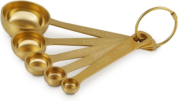 Le Creuset Stainless Steel Measuring Spoons, Gold Finish, Set of 5