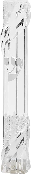 Lucite with Jerusalem Old City Decoration Plastic Mezuzah Case Easy Peel and Stick for 5inch / 12cm Door Mezuzah Scroll, Weather Proof Cace Protection Made in Israel