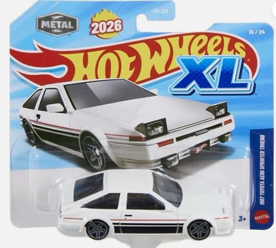 Hot Wheels 1987 Toyota AE86 Sprinter Trueno Die Cast Model Car, White, 1:43 Scale