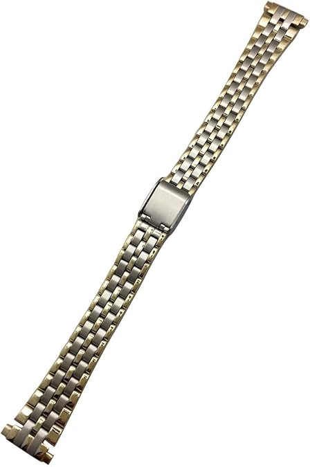12-16mm Metal Stainless Steel Watch Band by NewLife | Women's Gold-Tone and Silver Tone Watch Bracelet Replacement Wrist Band with Clasp That Brings New Life to Any Watch