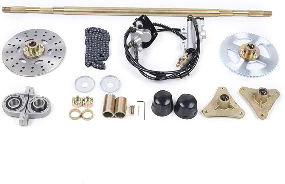 Rear Axle Kit, 29" 740mm Go Kart Complete Rear Axles Live Hub Kit with Brake Assembly Pillow Blocks T8F Chain Fit For Quad Atv Buggy Go Kart