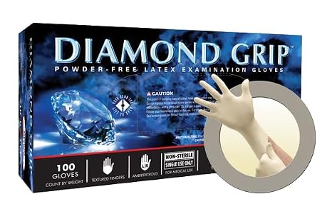 Microflex MF-300-S Diamond Grip Latex Exam Gloves Small Powder Free 100/Bx