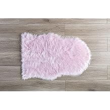 Machine Washable Faux Sheepskin Cotton Candy Pink Rug 2' x 3' - Soft and Silky - Perfect for Baby's Room, Nursery, playroom (Pelt Small Cotton Candy Pink)