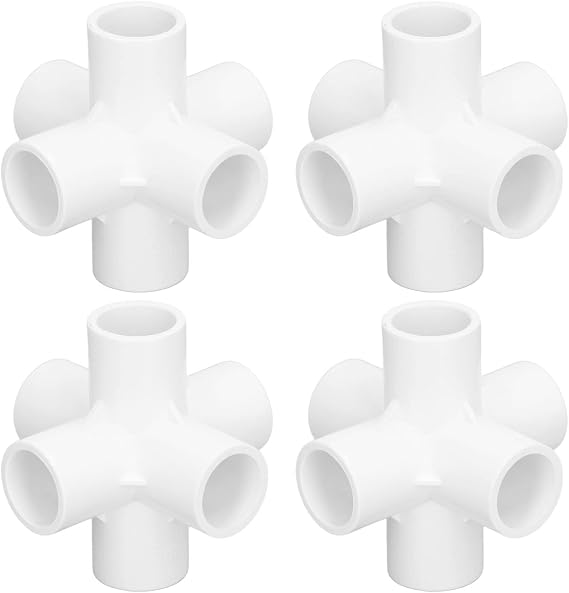 10PCS PVC Plastic Pipe Connector, 6 Way Elbow Fittings PVC Pipe Connector Corner Elbow Fittings 25mm Inner Diameter (White)